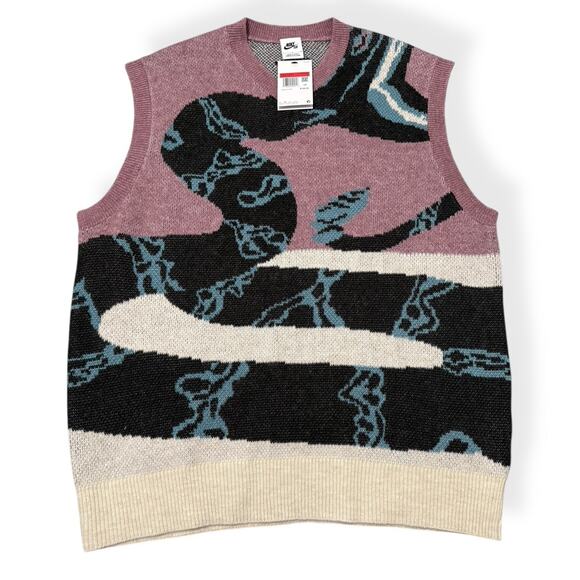 Nike SB Skateboarding Plum Dust Light Orewood Knit Sweater Vest Unisex Size L - Picture 1 of 8